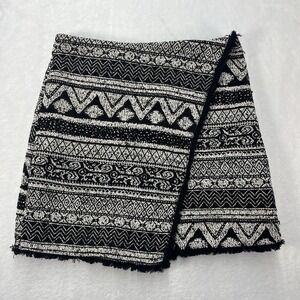 H&M Faux Wrap Mini Skirt Womens 4 Tribal Aztec Textured Boho Geometric